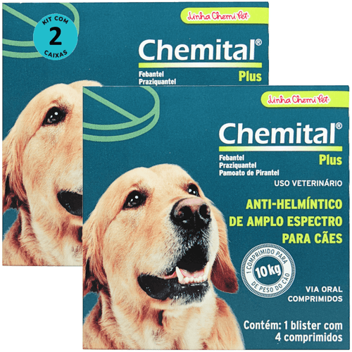 Chemital Plus Com 4 Comprimidos Chemitec Vermífugo Para Cães Kit Com 2 Cx Chemital Plus Com 4 Comprimidos Chemitec Vermífugo Para Cães Kit Com 2 Cx